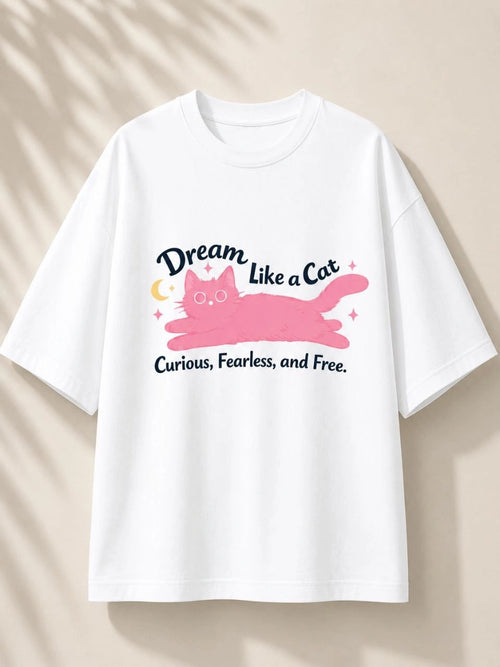 Dream Like a Cat Oversized Graphic Tee