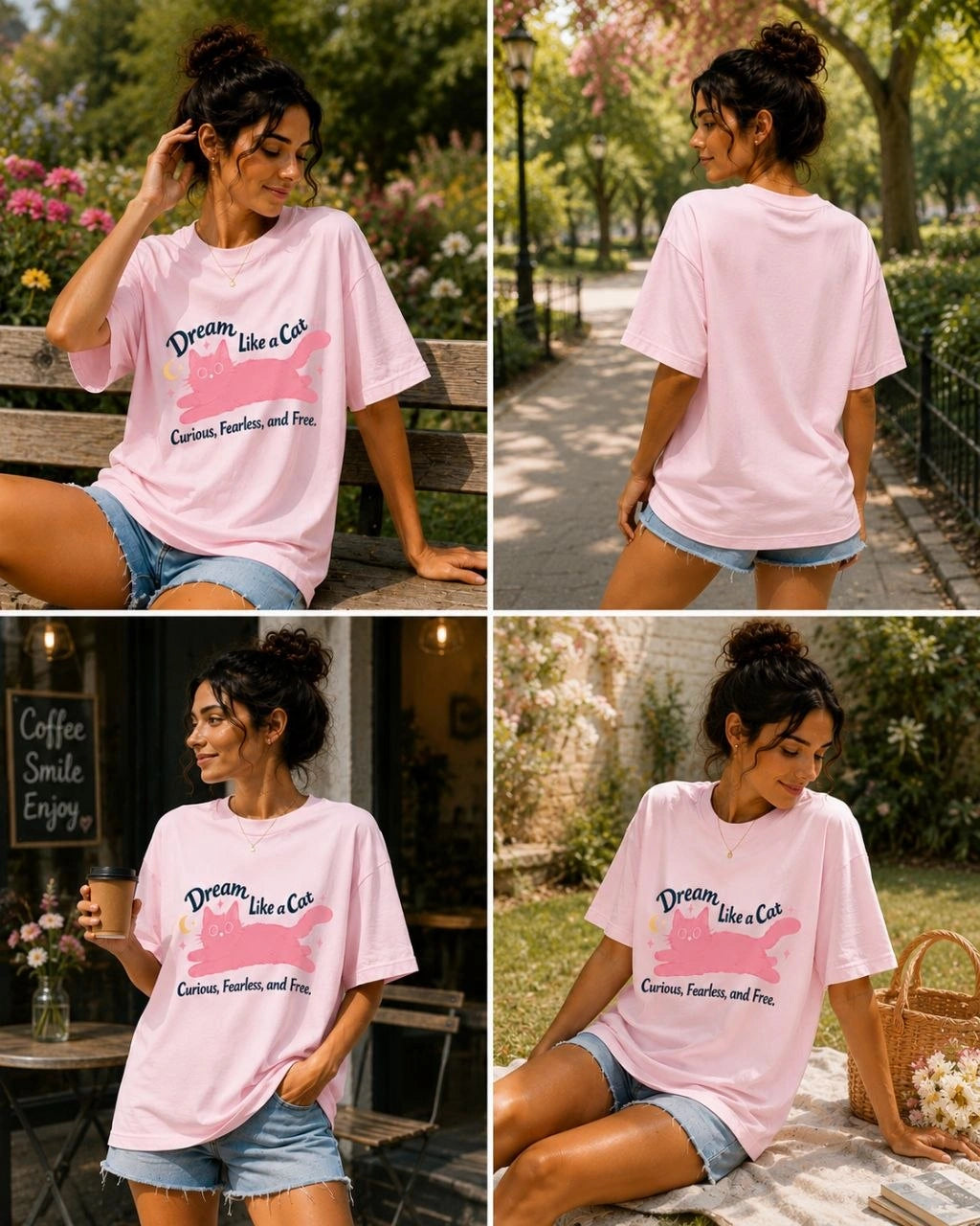 Dream Like a Cat Oversized Graphic Tee