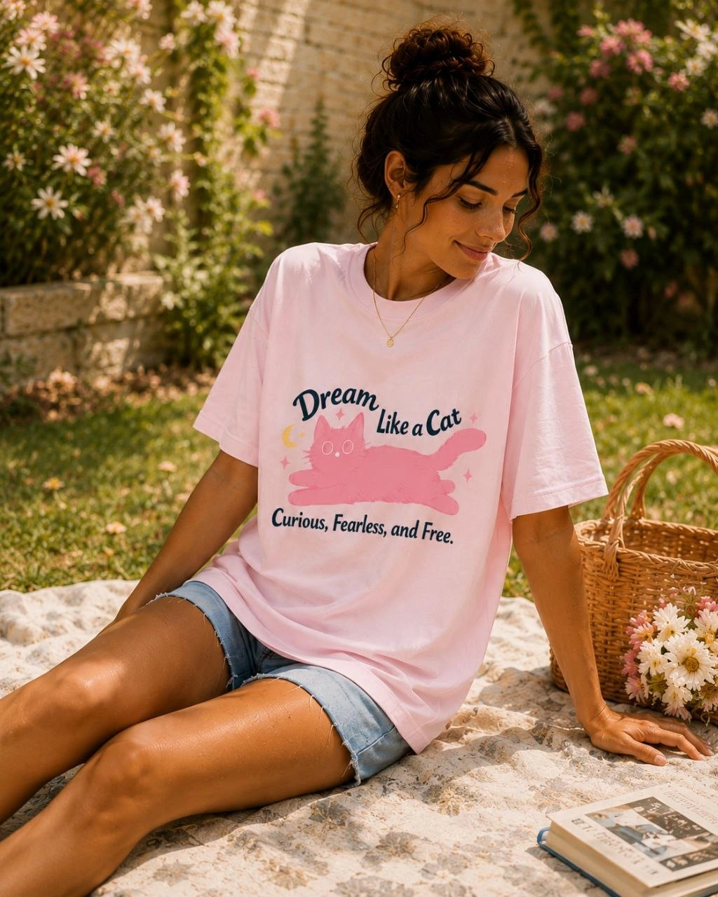 Dream Like a Cat Oversized Graphic Tee